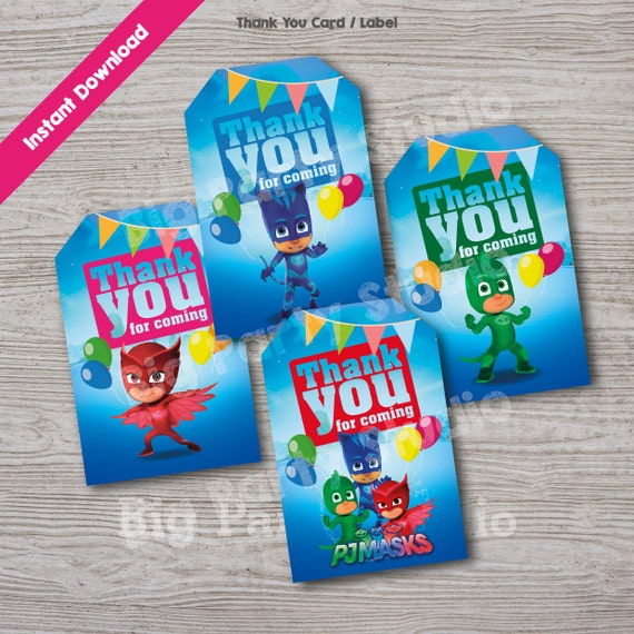 Pj Masks Appreciation Thank You Card Pj Masks By Bigpartystudio