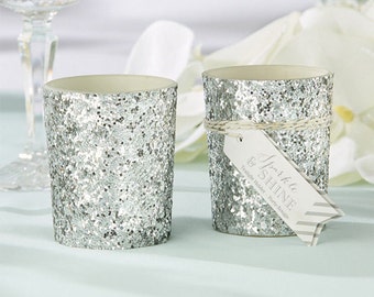 Silver Glitter Candle Holder
