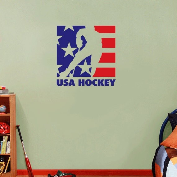 USA Hockey NHL Hockey Art Wall Decor Sticker 22'' x by barbambia
