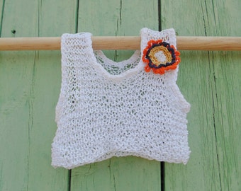 White crochet with flower top for 6-year-old girl