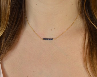 Faceted Iolite necklace * and fine chain