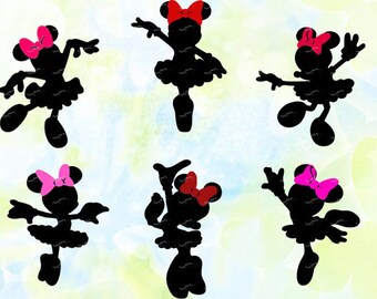 Minnie Mouse Ballerina svg, dxf, studio v3, jpg, png, file for Silhouette Cameo, Curio, cut file for cutting machines, instant download