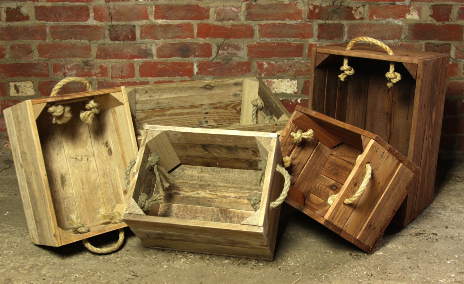 Wooden Crate with Rope Handles