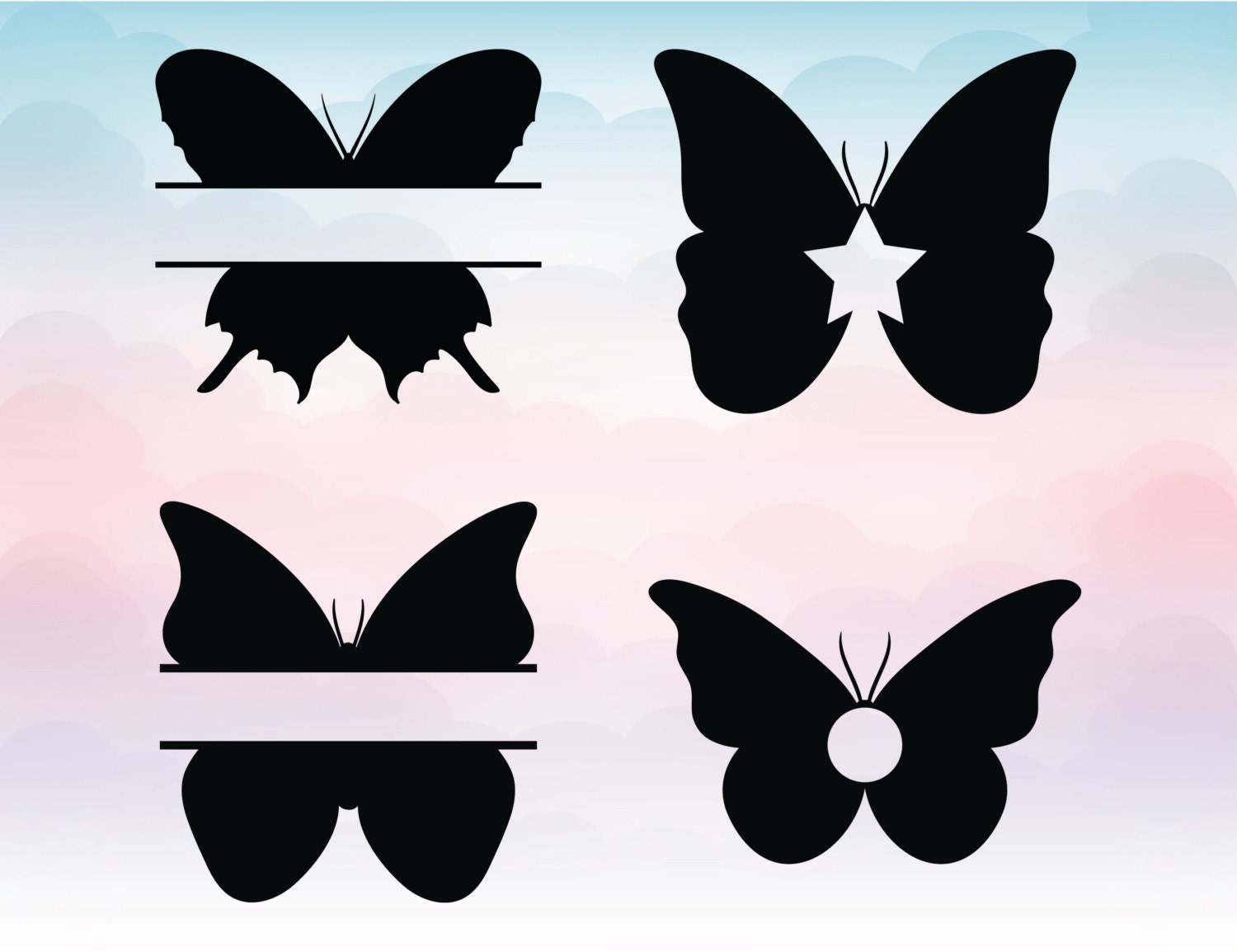 Download Butterflies Monogram Frame SVG Set of 4 butterfly Studio 3