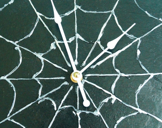 Spiderweb Wall Clock - Black Wall Clock- acrylic Art - Minimalist Wall Clock- Unique Wall Clock- Halloween clocks