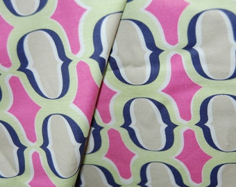Grey/Pink/Green Geometric Fabric, Quilting Fabric, “Kitchy Kitchen”, Maude Asbury by Blend