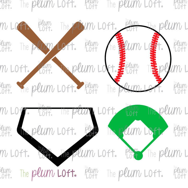Baseball Icons Bat home base field baseball SVG Cutting
