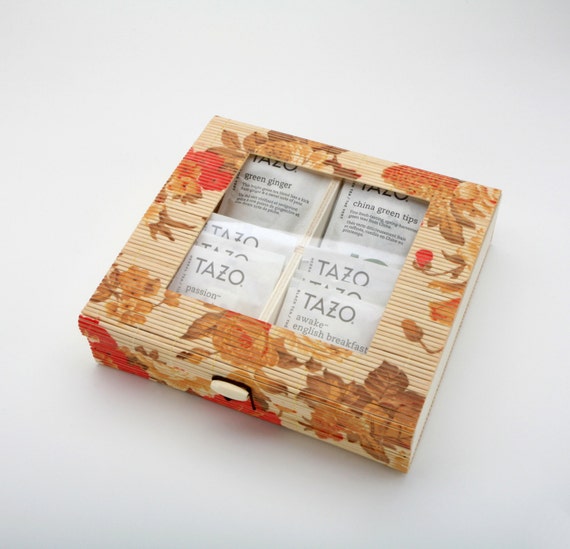Bamboo Tazo Tea Box Sampler Teabag Storage Tea Chest 22
