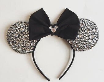 Jeweled Minnie Ears Headband, Sparkly Mickey Ears Headband, Sequin Disney Ears Headband