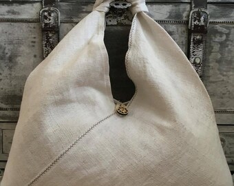 Natural linen bag XXL 54x54 cm, azuma bukuro, bento bag, Ecofriendly bag