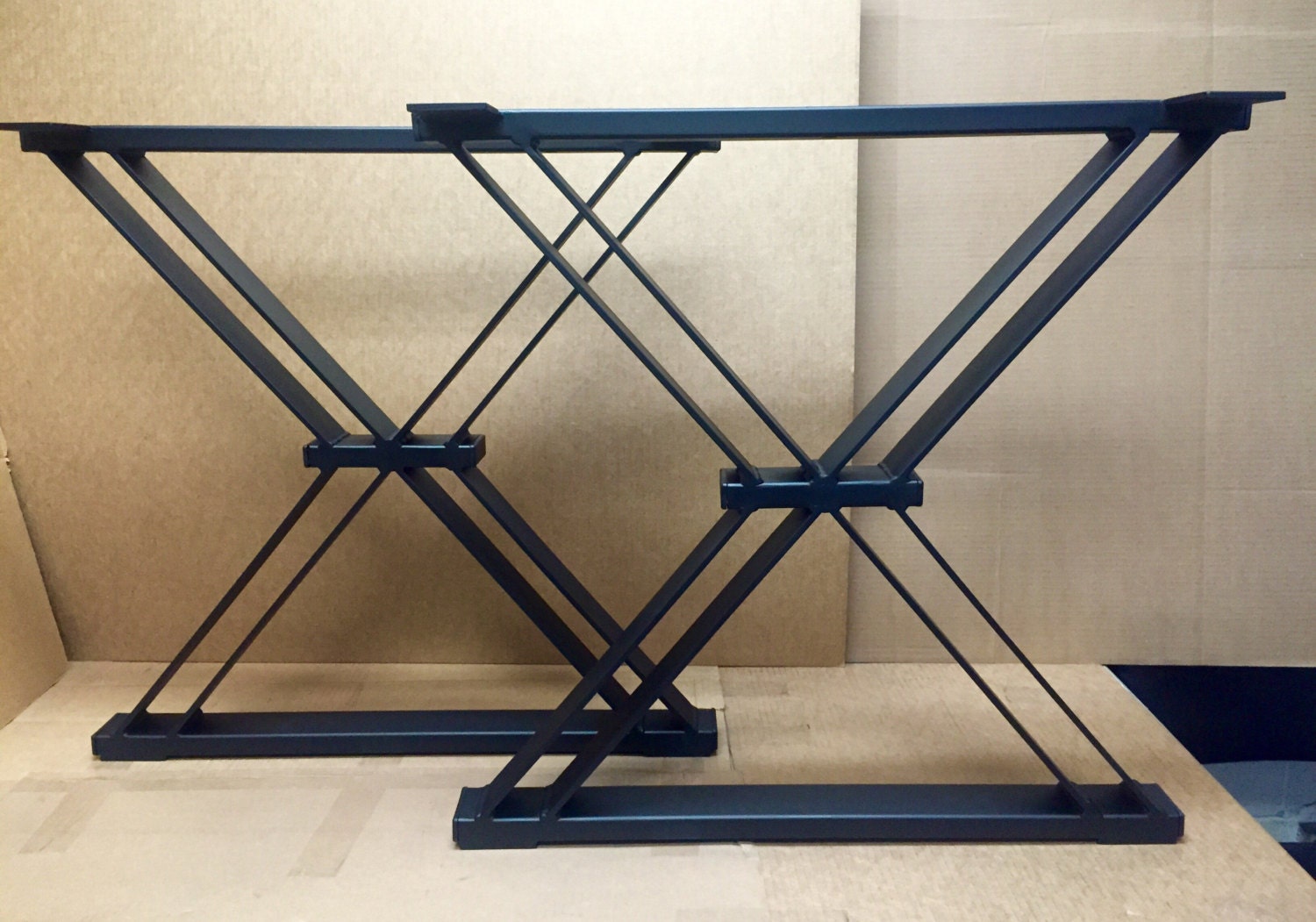 Design Dining Table X Legs Sturdy Industrial by MetalAndWoodDesign