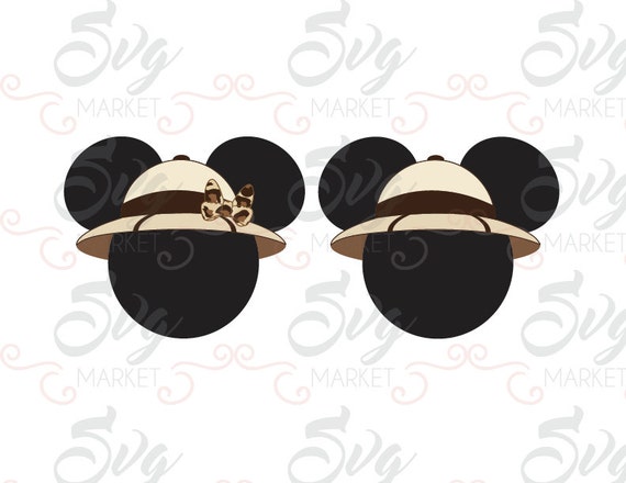 Minnie and Mickey Safari Hat Cuttable Design by SvgMarketFiles