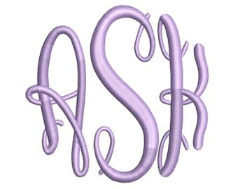 Oval Monogram Embroidery Font 4 Sizes Machine BX Embroidery Fonts Embroidery Monogram Fonts 3 Letter Monogram - Instant Download