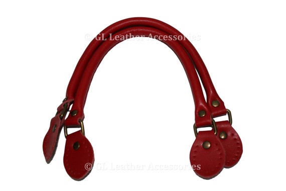 red leather purse handles