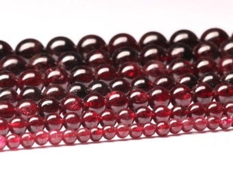 Natural Garnet, Natural Stone Beads, Garnet Beads, Round Beads, Semi Precious, Gemstone Beads, Red Beads, 3 4 5 6 7 8 9 10 mm, (CB019)