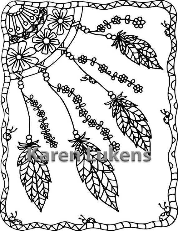 Happy Dream Catcher 1 Adult Coloring Book Page Printable