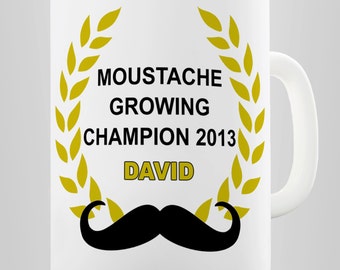 Personalised Moustache Growing Champion Ceramic Mug