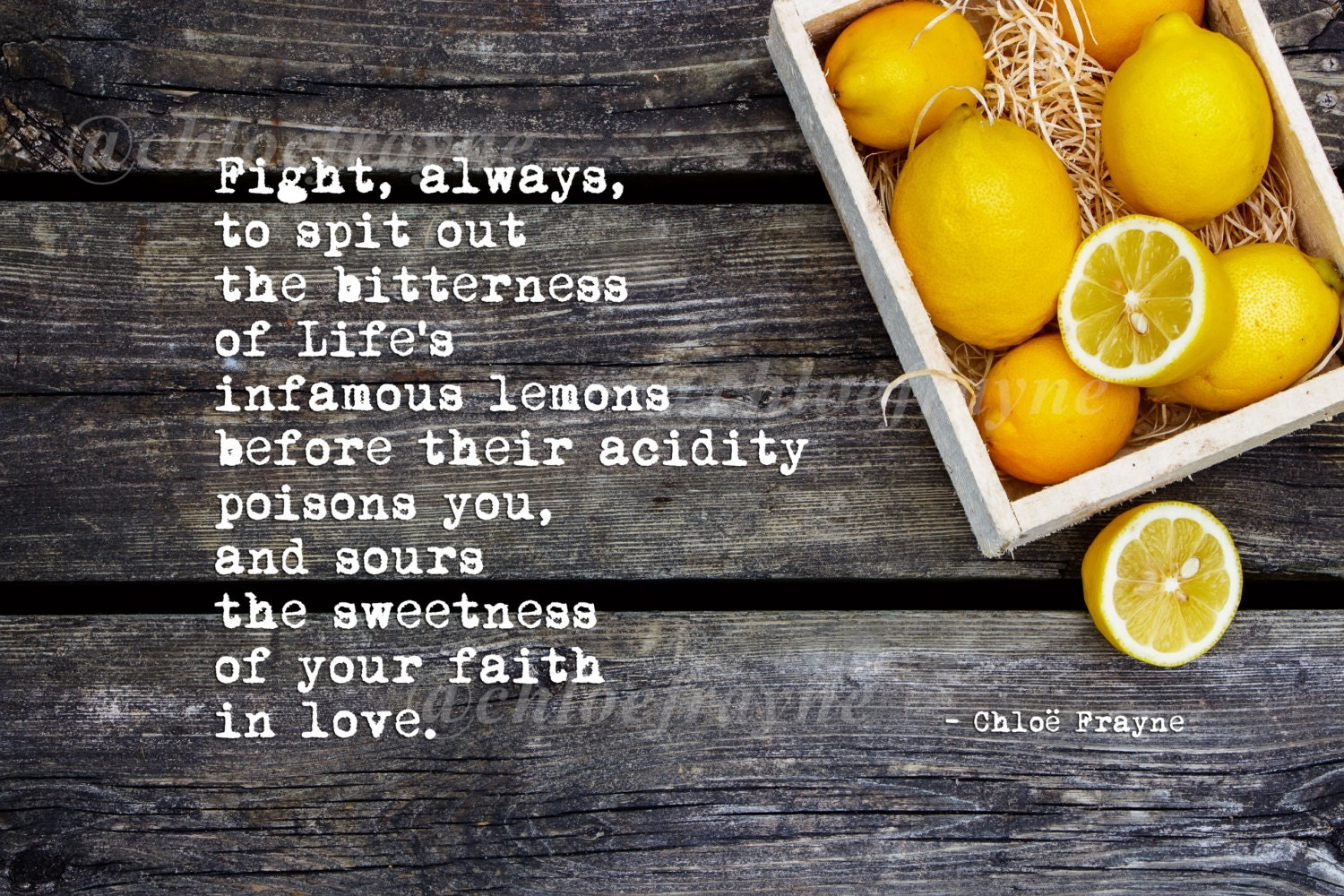 Canvas Print of 'Lemons' Poem by Chloë Frayne