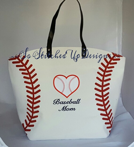 Canvas Baseball MOM Tote bag Embroidered Heart appliqué