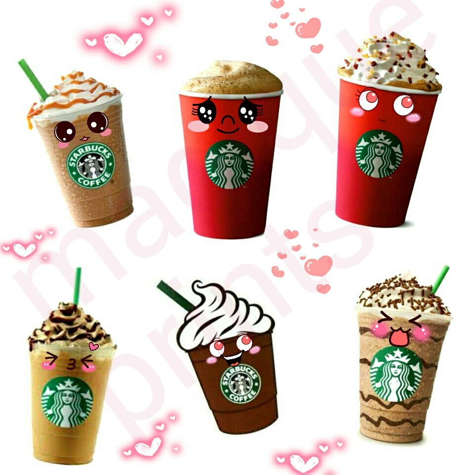 Download realistic kawaii starbucks coffee digital stickers, coffee ...