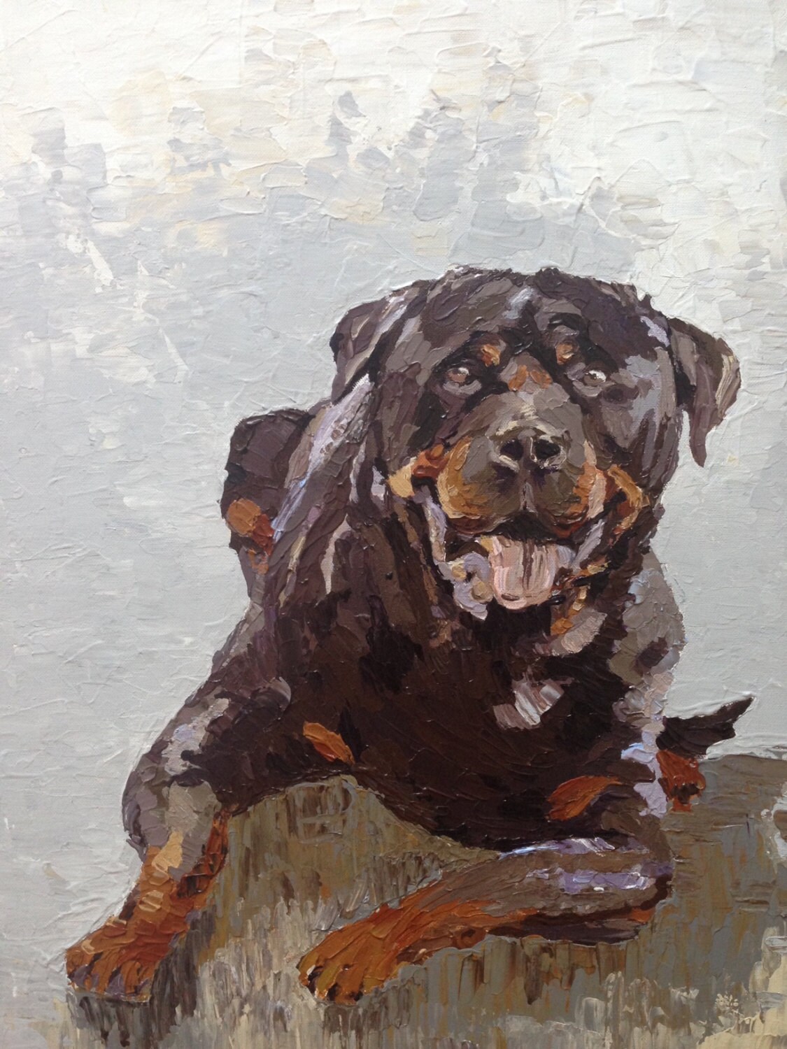 Rottweiler Painting Large Abstract Dog Art Rottweiler Gift