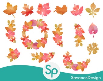 Watercolor Fall Clipart, Fall Watercolor Clipart, Autumn Watercolor Clipart, Watercolor Wreath Clipart, Watercolor Autumn