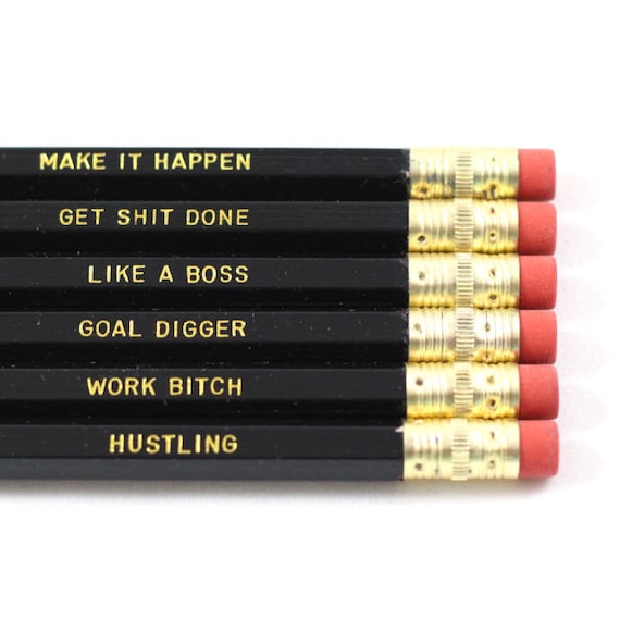 Work Motivations - Set of 6 Black Pencils