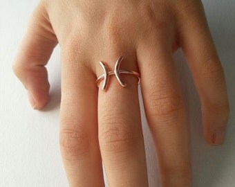 Horoscope Zodiac Ring- Zodiac Sign Ring- Astrology Jewelry- Horoscope Ring- Pisces Ring- Astrological sign ring- Zodia Rings- Rose Zodiac
