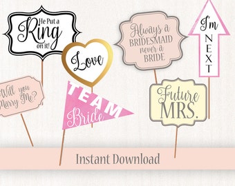 Wedding Photo Booth Props, Bridal Shower Photo Booth Prop, Photo Booth Props, Instant Download, Party Printable- Wedding Props
