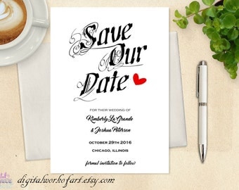 Save our Date Template, Save our Date Card, Save the Date Printable, Wedding Printable, Rustic Wedding, PDF Instant Download, save the date