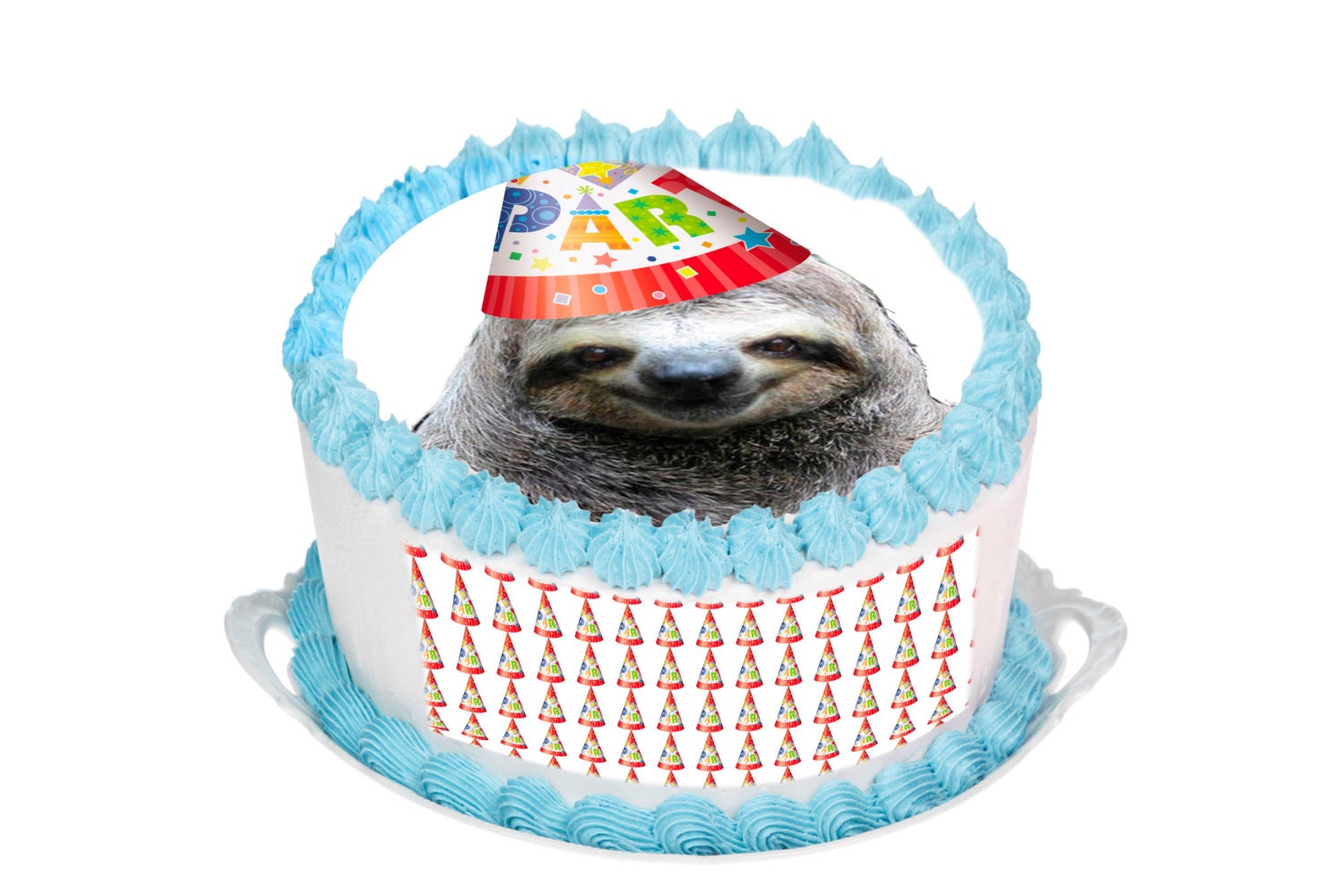 Sloth Edible 7.5 Inch Round Cake Topper for 8 inch cake