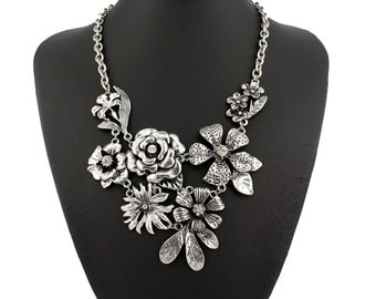 Vintage Flower Statement Necklace