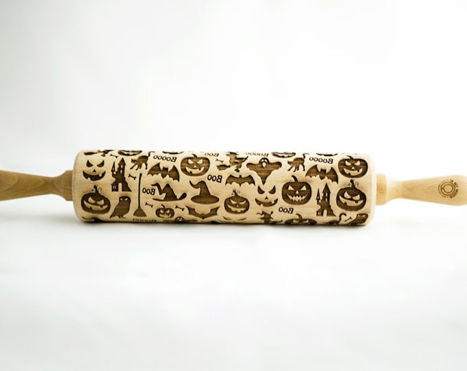 HALLOWEEN rolling pin, embossing rolling pin, engraved rolling pin for a gift, GIFT, gift ideas, gifts, unique, autumn, wedding