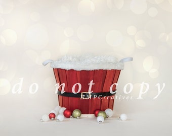 Santa Basket Christmas Newborn Digital Backdrop