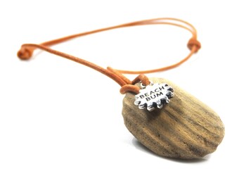 Driftwood Necklace with Beach Bum Motif – Beach Jewellery – Festival Jewellery – Gift Boxed