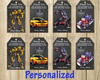 Transformers Favor Tag , Transformers Thank You Tags, PERSONALIZED, Digital File