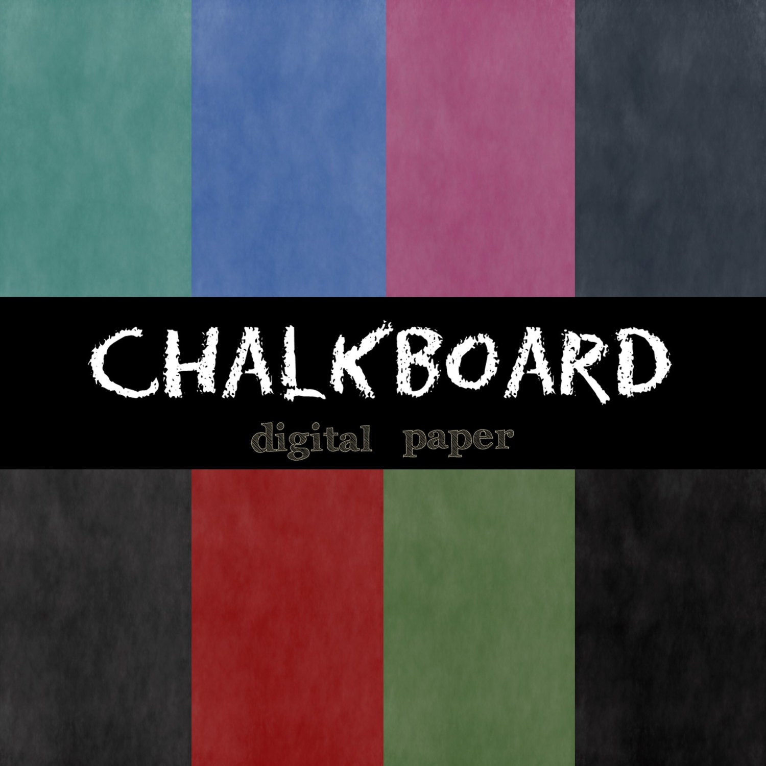 Chalkboard Digital Paper. Black lighter black teal dark