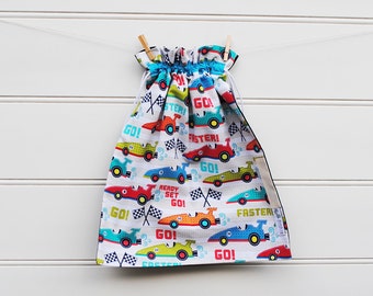 Drawstring Bag - Library Bag Drawstring - Vroom Racing Cars - LIB091 - Boy - Kindy, Books, Sheets, School