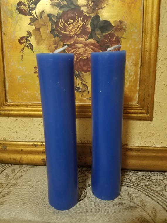 One Pair Of Blue Ritual Pillar Candles for Spirituality