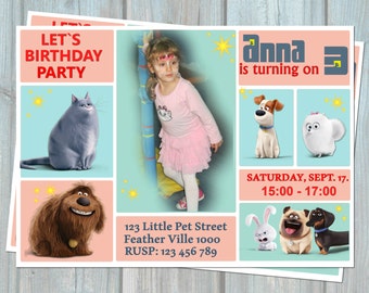 The Secret Life Of Pets Invitation, Birthday Party Invitation Card, Personalized Digital Printable File