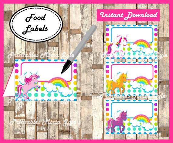 unicorn food labels printable unicorns party food tent cards