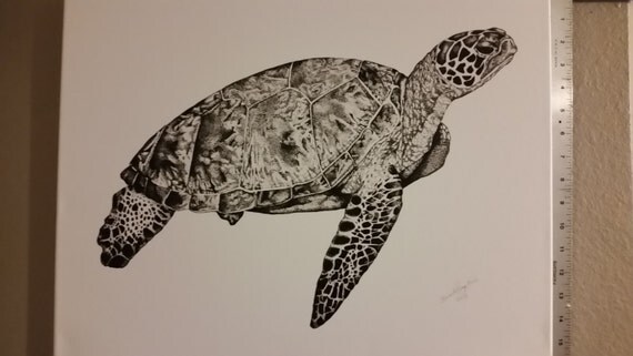 Items similar to Green Sea Turtle Pointillism on Etsy
