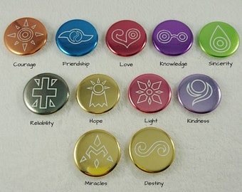 Digimon Crests Metallic Button Pin