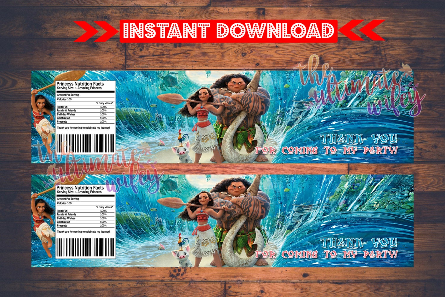 Moana Water Bottle Labels