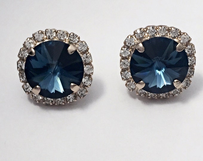 Feeling the Blues? These Stunning stud earrings with large shimmering Montana blue Swarovski crystals will make you feel fantastic!
