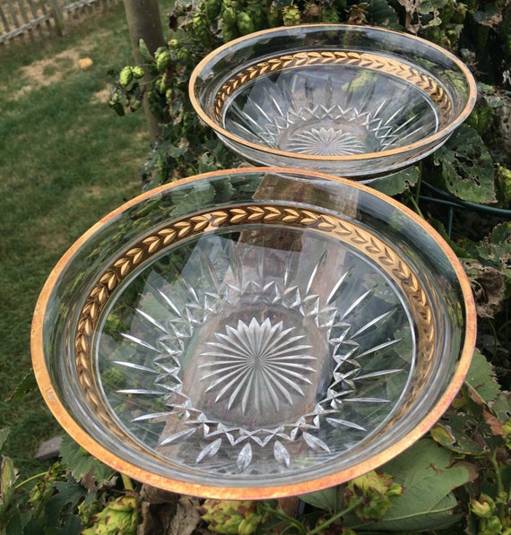 Vintage Lenox Pair of Crystal Bowls Gold Rim Trim