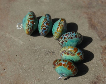 Terrapin - Handmade Lampwork Glass Bicone Beads - SRA Elasia - MTO