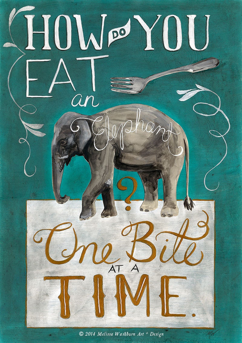 How do You Eat an Elephant Animal Proverb Poster