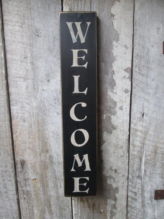 Primitive Wood Sign Welcome Sign Vertical Large Cabin Country   Il 570xN.910783085 P71f 