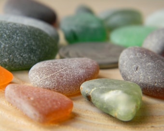 California Sea Glass - Lot 2 - mixed colors - browns and greens